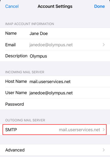 Select SMTP