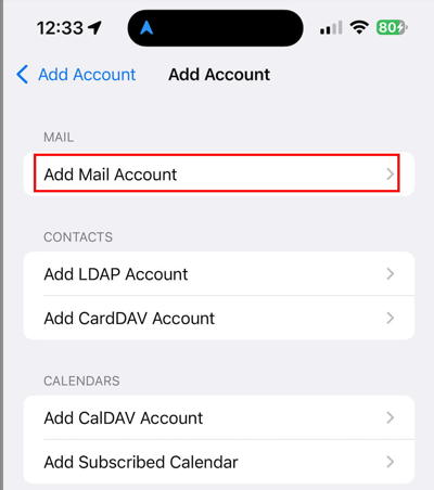 Add Mail Account