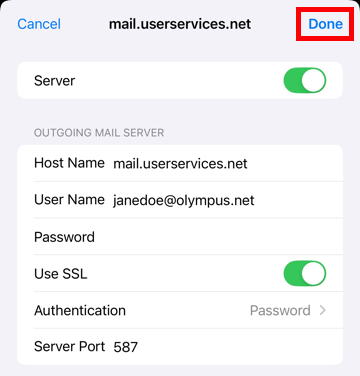 Outgoing Mail Server