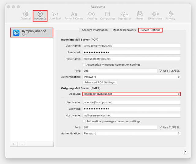 Edit SMTP Server List