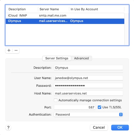 Edit SMTP Server List